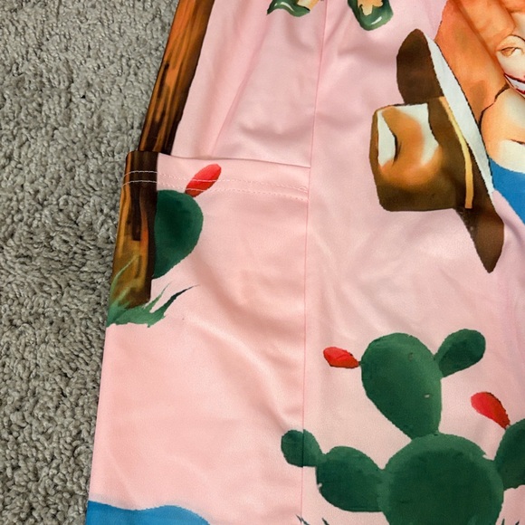 Source Unknown Pink Western Print Wide Leg Pants - Picture 4 of 6